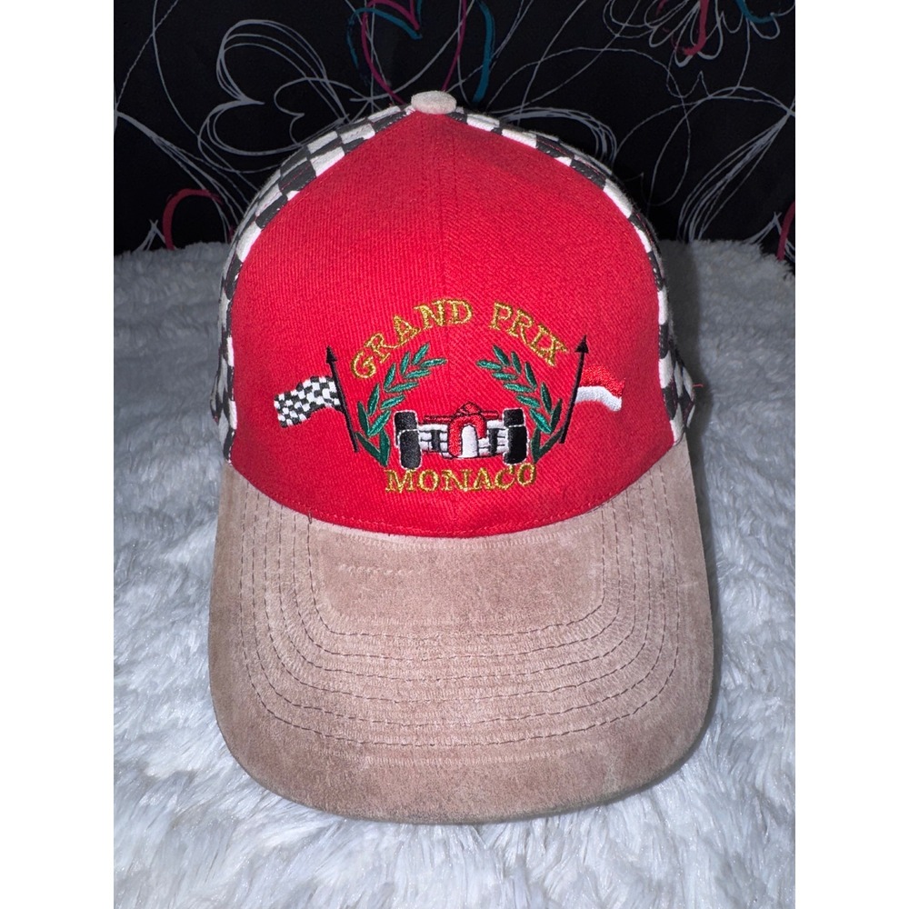 Unbranded Grand‎ Prix Monaco Hat Mens OSFM Red Excellent Racing Suede Brim Cap